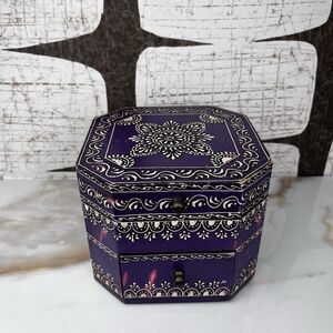 World Market Carissa Octagon Pop Jewelry Box India Wood Purple